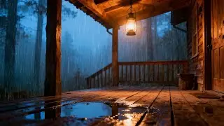 Rainy Cabin Porch Ambience 🌧 Gentle Rain & Warm Lantern Light for Sleep, Relaxation & Focus