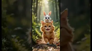 A CUTE AND ADORABLE STORY OF FRIENDSHIP BETWEEN A CAT AND A RABBIT #shorts #cat #rabbit