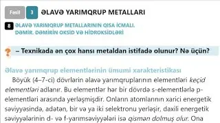 9 cu sinif Kimya mövzu 8 .Əkavə yarımqrup metalları.Dəmirin oksid və hidrojsidkəei izah və tapşırıq