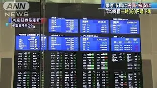 東京市場は円高株安に　平均株価一時360円超下落(17/05/18)