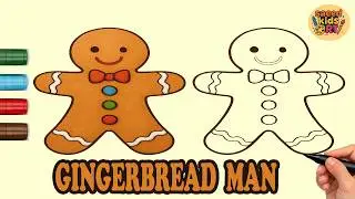 How to draw  A Gingerbread Man , Painting & Coloring for kids step by step || saeed kids art