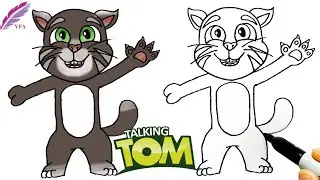 How to Draw Talking Tom Easy | Step by Step Drawing Tutorial | Yaazhini Fine Art