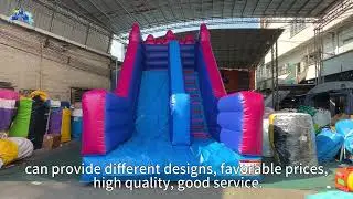 Blue-Pink Inflatable Dry Slide for Kids&rsquo; Backyard Party Racing Fun！ Lilytoys