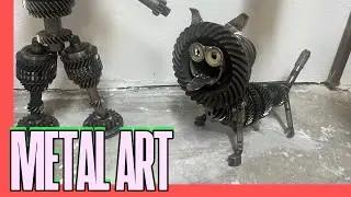 Crafting a Metal Dog Sculpture from Salvaged Transmission Gears