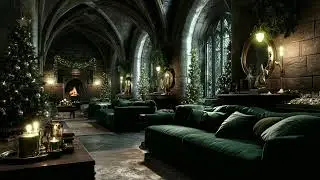Slytherin Common Room Christmas Ambience | Moody Winter Night Beneath the Lake