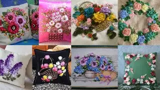 Silk ribbon embroidery for beginners / Diy ribbon embroidery cushion covers for home decor