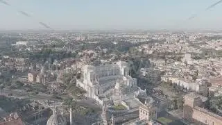 A-Log. Rome, Italy. Vittoriano - Monument to the first king of Italy, Victor Emmanuel II. Flight ove