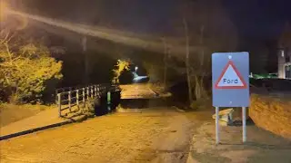Walking and driving through Rufford Ford at night