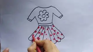 Как нарисовать платье для детей/How to draw dress for kids/子供のためのドレスを描く方法/아이들을위한 드레스를 그리는 방법