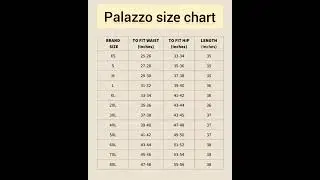 palazzo size chart #shorts