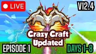 LIVE - Minecraft Crazy Craft Updated 100 Days (EP 1) A Fresh Start (Days 1-8)