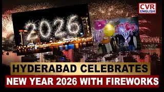 LIVE⭕Fireworks Light Up Hyderabad Sky During New Year|CVR English
