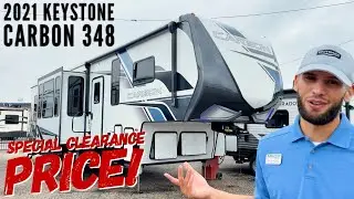 Dual Axel, 13ft Garage Clearance Price Toy Hauler | 2021 Keystone Carbon 348