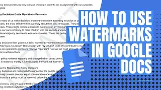 How to Use WATERMARKS in GOOGLE DOCS