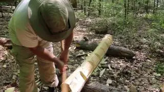 Ax Hewing a Log at Fixed Camp