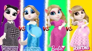 🤩Wednesday VS Barbie VS Elsa Pregnant | My talking Angela 2 Cosplay