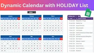 Dynamic Calendar with Holiday List in Google Sheets