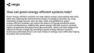 Green Energy-Efficient Systems: The Benefits