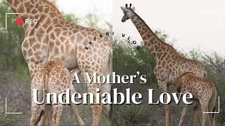 Poor Baby Giraffe Caught in a Wild Wind Storm While Nursing.