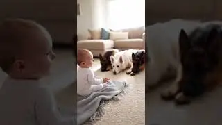 Baby&rsquo;s Bang Leaves Dogs Belly Up. One Baby, steals the spotlight #cute #dogs #funny