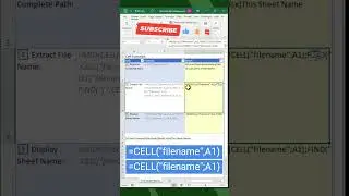 How to Get File Name: CELL Function #excel