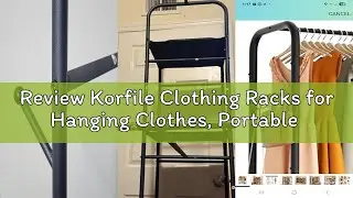 Review Korfile Clothing Racks for Hanging Clothes, Portable Clothing Rack with Wheels Rolling Clothe