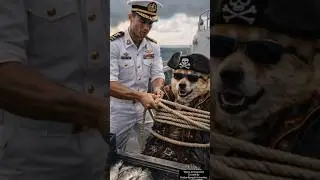 Messi vs Pirate Don Puppy 🐟🐕 #shorts #youtubeshorts #messi #ronaldo #puppy #navy #sea #fishing