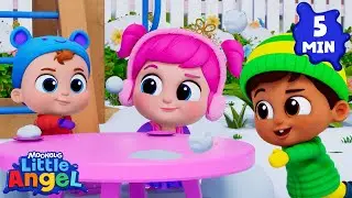 Fun Snowball Fight🎶❄️ |  Little Angel | Super Moms | Nursery Rhymes and kids songs 🌸