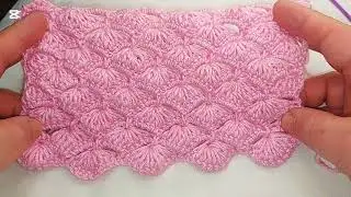 غرزة صدف البحر سهلة جدًا ✨ من خطوتين فقط | مفرش سرير كروشيه 🧶 Seashell Stitch
