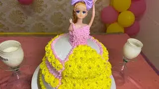 Two Tier barbie Doll Cake|How to make doll cake at home|barbie doll cake