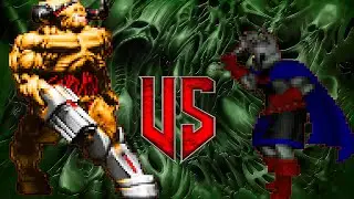 Traductus (Cleric) vs Cyberdemon - Hexen vs Doom: Monster Infighting - retro boss super battles