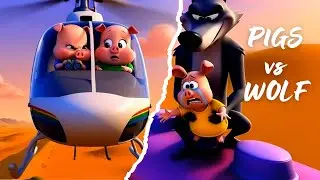 Pigs vs Wolf Epic Adventure 🐷🚁 Helicopter & Train Chase Rescue! Kids Cartoon  | Pigi Cartoon Ep.5