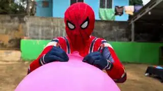 SPIDERMAN vs. GIANT BALLOON ROCKET! 😱 Caught at the Last Second&hellip; Almost Let Go!