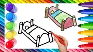 How To Draw cute Bed Drawing, Painting & Coloring For Kids and Toddlers_ Child Art 🐋🌈🎨