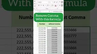 Remove Comma In Excel.#shortvideo  #shorts  #tyshorts #exceltips