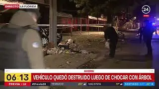 Violento accidente en La Florida: auto queda desintegrado tras chocar con &aacute;rbol y postes