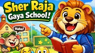 Sher Gaya School 🦁📚 | Funny Jungle Story for Kids | Moral Story in Hindi#shorts #story #kidssongs