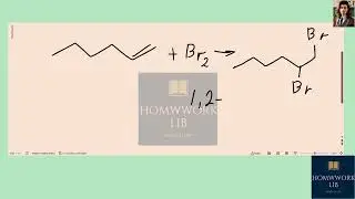[Chemistry] Bromination of 1-hexene using structures