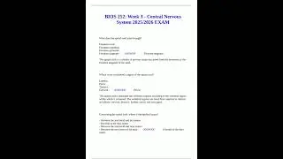 BIOS 252 Week 3 Central Nervous System 20252026 EXAM