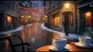 Relaxing Snowy Coffee Shop crowd sounds jazz music ambience 5 hours | Videos to study relax to ASMR