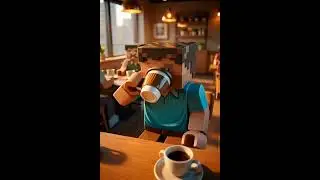Minecraft Steve Drinks Coffee in Real Life ☕😎 #Shorts