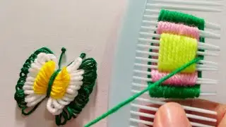 Amazing Woolen Craft Idea With Comb |Hand Embroidery Trick  |Butterfly Embroidery Trick #Sewing Hack