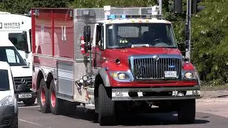 Fire trucks responding to a forest fire and other emergency vehicles 🚨