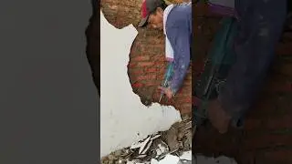 Plaster removal method using a drill machine #building #construction #satisfying
