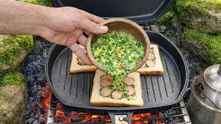 Forest Fire Omelet | Cozy Camp Cooking by the River (Pure Nature Sounds)