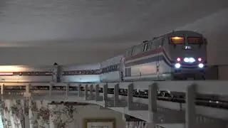 LGB G-Scale Amtrak Genesis Train on my Overhead Rails