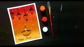 Easy Diwali Painting with Poster Colours | Easy Diwali Poster Drawing