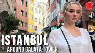 Istanbul Turkey 2023 Around Galata Tower-Walking Tour |4K 60fps