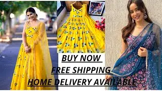 Partywear gown review || single peice ऑर्डर करे घर बैठे || sharara set online shopping