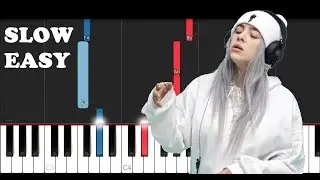 Billie Eilish - Listen Before I Go (SLOW EASY PIANO TUTORIAL)